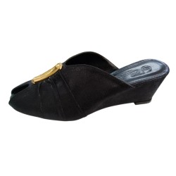 Paris Gold toka detaylı dolgu topuk kadın terlik siyah