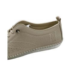 Eren şeffaf taban ortopedik bağcık detaylı kadın ayakkabı Krem