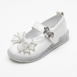 Minimoccs ışıklı kurdele detaylı kız çocuk ayakkabı Beyaz
