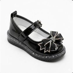 Minimoccs ışıklı kurdele detaylı kız çocuk ayakkabı siyah