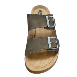 Esem ortopedik çift tokalı erkek terlik vizon