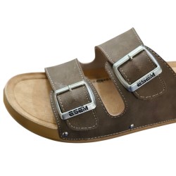 Esem ortopedik çift tokalı erkek terlik vizon