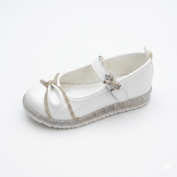 Minimoccs ışıklı taş detaylı kız çocuk ayakkabı Beyaz