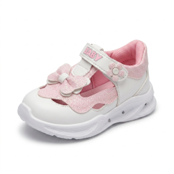 Zaby ışıklı ortopedik kız bebe ayakkabı Beyaz Pembe