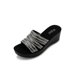 Elisa dolgu topuk taş detaylı kadın terlik gri