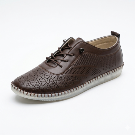 Eren şeffaf taban ortopedik bağcık detaylı kadın ayakkabı kahverengi