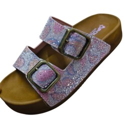 Polen yanar döner simli ortopedik kadın terlik lila