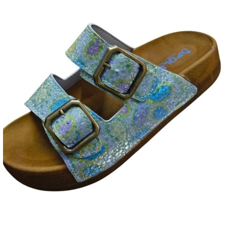 Polen yanar döner simli ortopedik kadın terlik yeşil