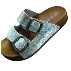 Polen yanar döner simli ortopedik kadın terlik yeşil