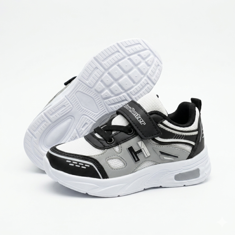 New hunter ortopedik cırtlı erkek çocuk ayakkabı siyah beyaz