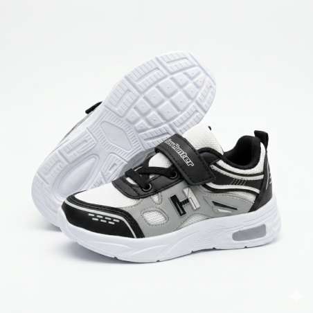 New hunter ortopedik cırtlı erkek çocuk ayakkabı siyah beyaz