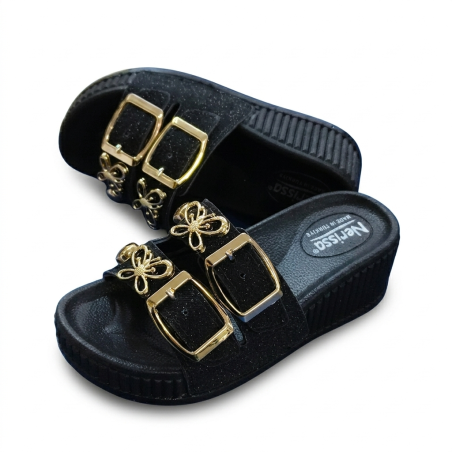 Nerissa ortopedik dolgu topuk kız çocuk terlik siyah