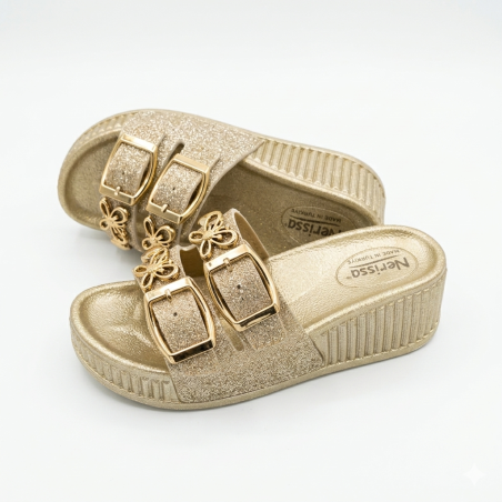 Nerissa ortopedik dolgu topuk kız çocuk terlik Gold