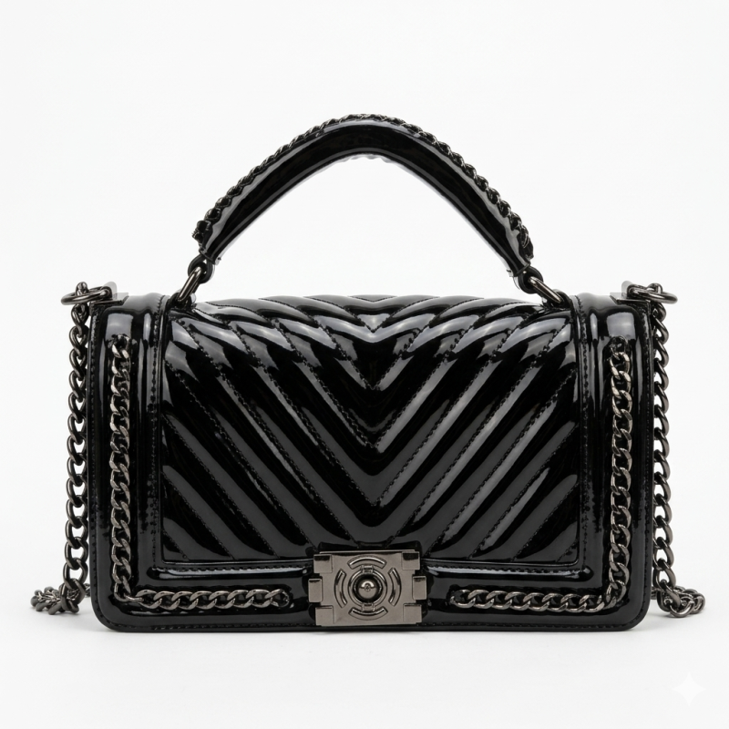 Ççs rugan zincir askılı kadın kol çantası siyah