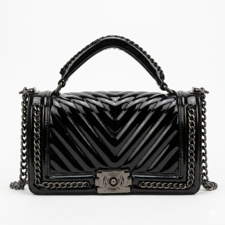 Ççs rugan zincir askılı kadın kol çantası siyah