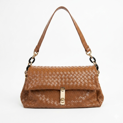 Deriend hasır görünümlü gold detaylı kadın kol çantası taba