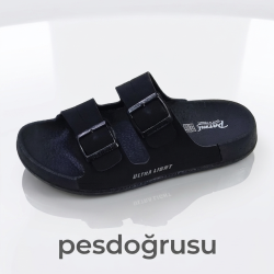 Parmi ortopedik çift tokalı erkek terlik siyah