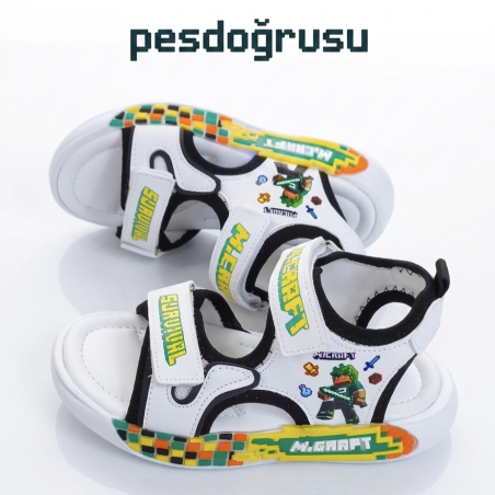 Prokids ortopedik cırtlı erkek çocuk sandalet ayakkabı beyaz
