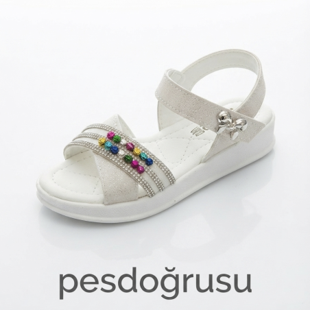 Barbies ortopedik kız çocuk sandalet ayakkabı beyaz