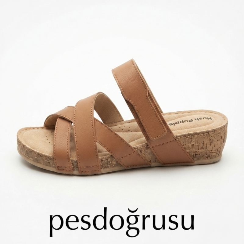 Muya hush Puppies erraza hakiki deri cırtlı kadın terlik taba