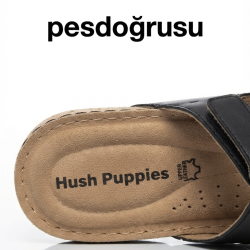 Muya hush Puppies erraza hakiki deri cırtlı kadın terlik siyah