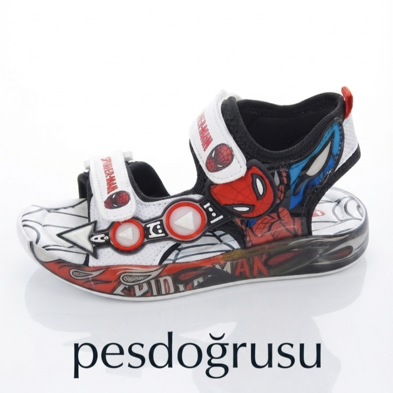m sport Spiderman desenli erkek çocuk sandalet beyaz