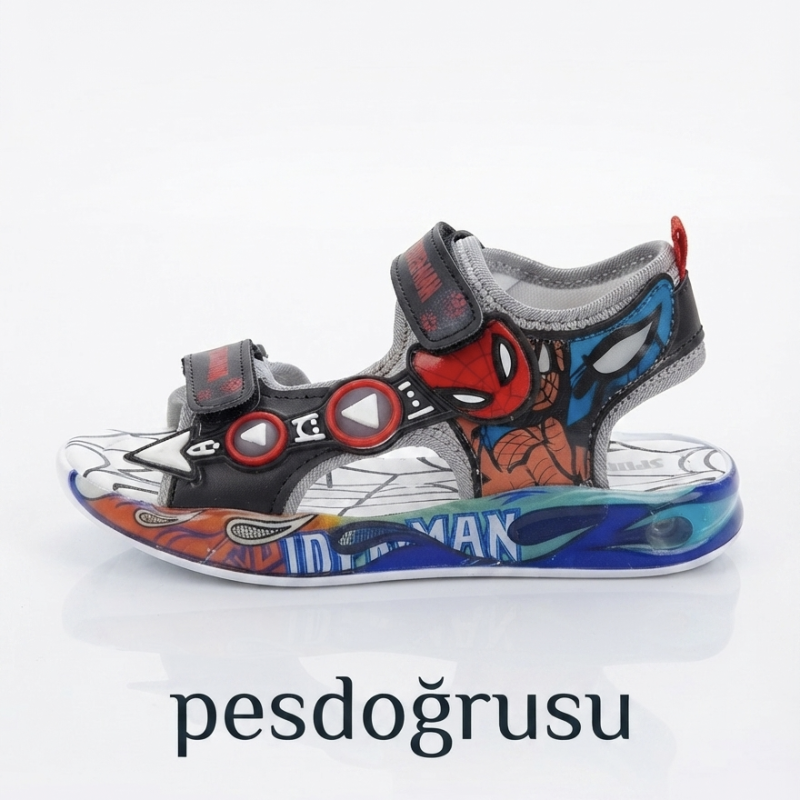 m sport Spiderman desenli erkek çocuk sandalet siyah