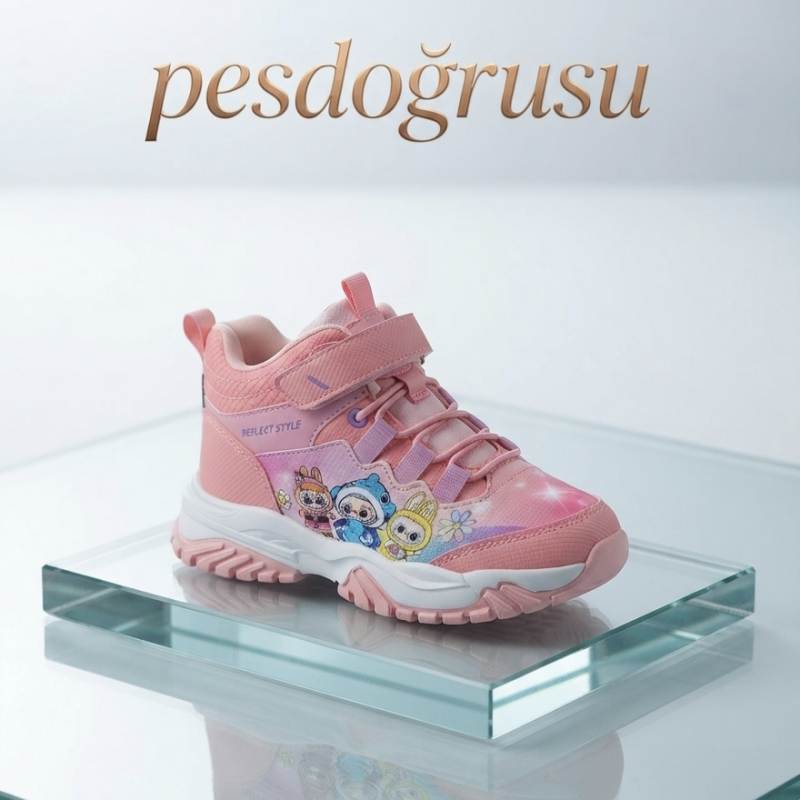 Valent ortopedik cırtlı kız çocuk kar botu Pembe