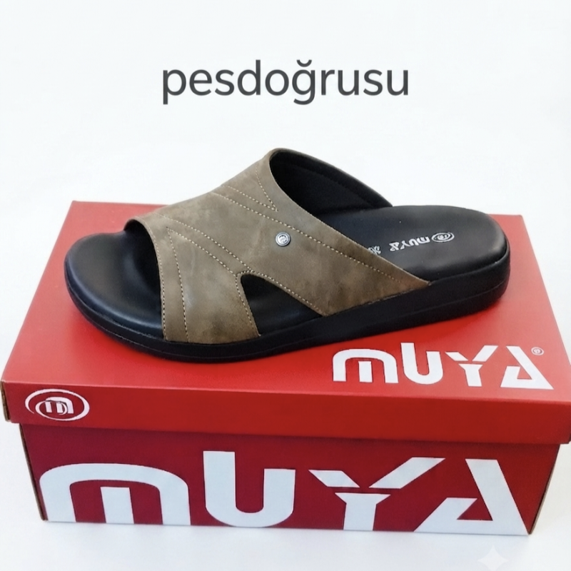 Muya Kenn ortopedik erkek terlik vizon