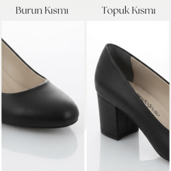 Bilener yuvarlak burun Kalın topuklu kadın ayakkabı siyah