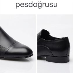 Nevzat öge deri ortopedik erkek ayakkabı siyah