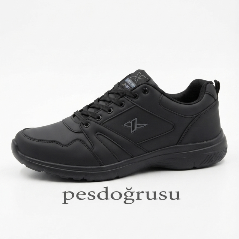 X step ortopedik bağcıklı erkek spor ayakkabı siyah