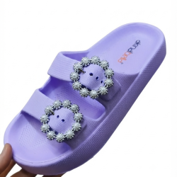 Akınal Bella suya dayanıklı taş detaylı kadın terlik mor