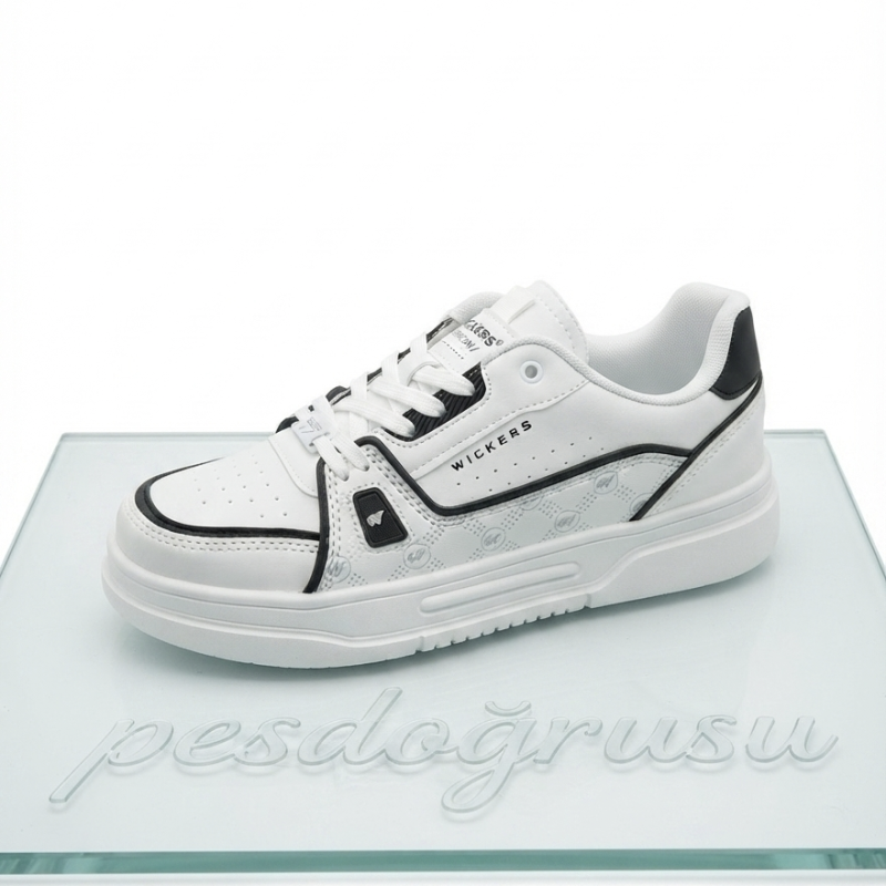 Wıckers ortopedik bağcıklı unisex spor ayakkabı siyah beyaz