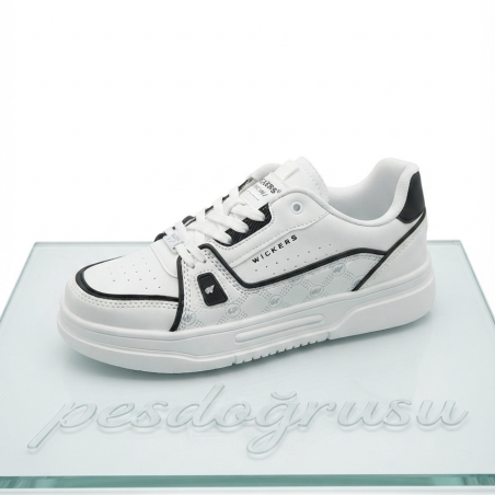 Wıckers ortopedik bağcıklı unisex spor ayakkabı siyah beyaz