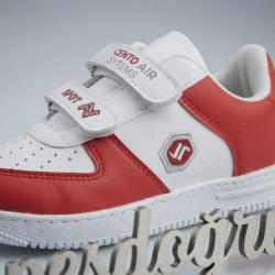 Lento Kids cırtlı unisex çocuk spor ayakkabı kırmızı-beyaz