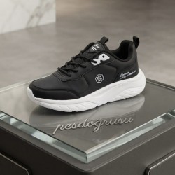 Stepping kalın tabanlı ortopedik unisex spor ayakkabı siyah beyaz