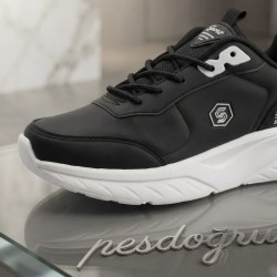 Stepping kalın tabanlı ortopedik unisex spor ayakkabı siyah beyaz