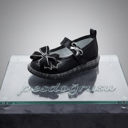 Minimoccs kurdele detaylı kız çocuk ayakkabı siyah