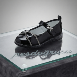 Minimoccs taş detaylı kız çocuk ayakkabı siyah