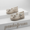 Minimoccs kurdele detaylı kız çocuk ayakkabı Krem