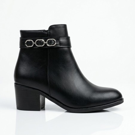 Bilener ortopedik taş detaylı suni deri kadın bot siyah