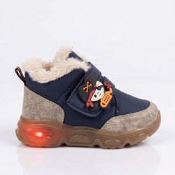 Minimoccs ışıklı ortopedik içi yünlü erkek çocuk bot lacivert
