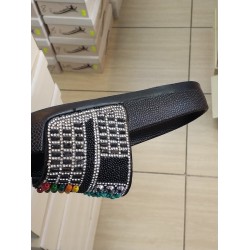 Witta renkli boncuklu terlik siyah